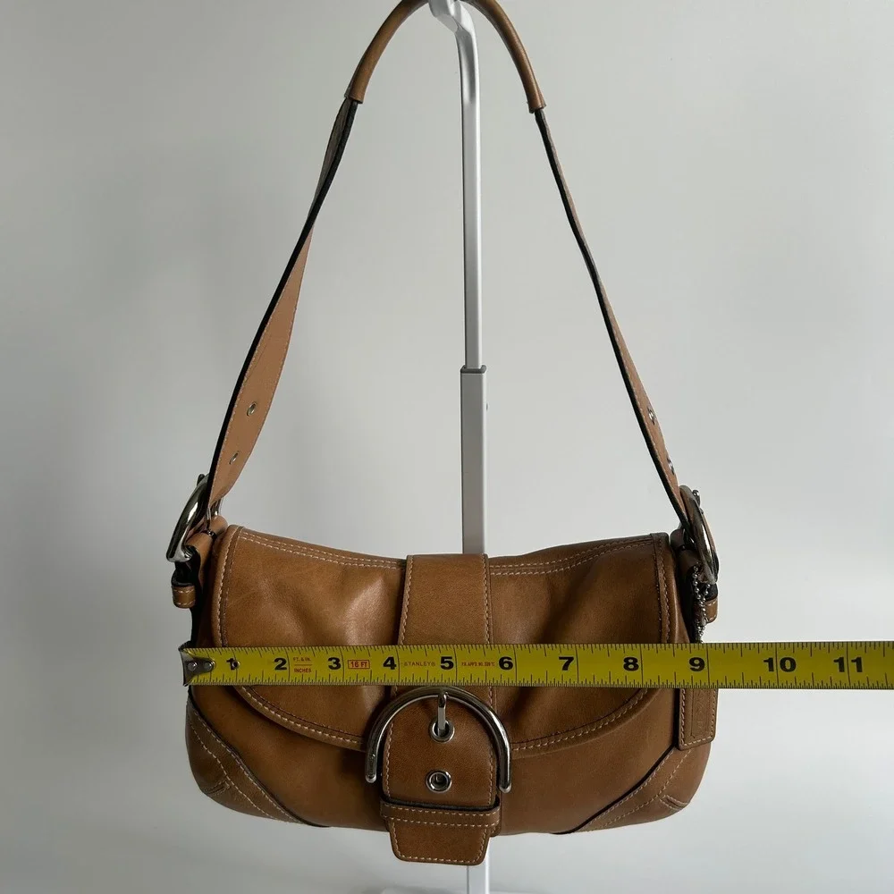 Coach Soho Tan Brown Leather Flap Shoulder Bag 9248 Good - Picture 10 of 12